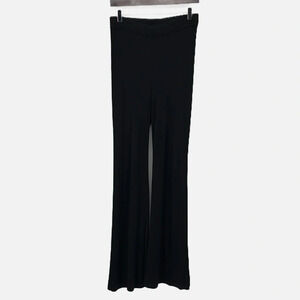 Staud Statement Pants High Rise Ribbed Viscose Flared Leg in Black - Size Medium